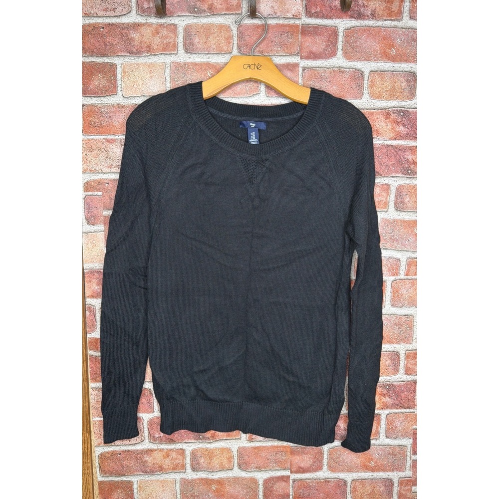 Gap Womens XS Black Crewneck Raglan Long Sleeve Knit Pullover Sweater NWT